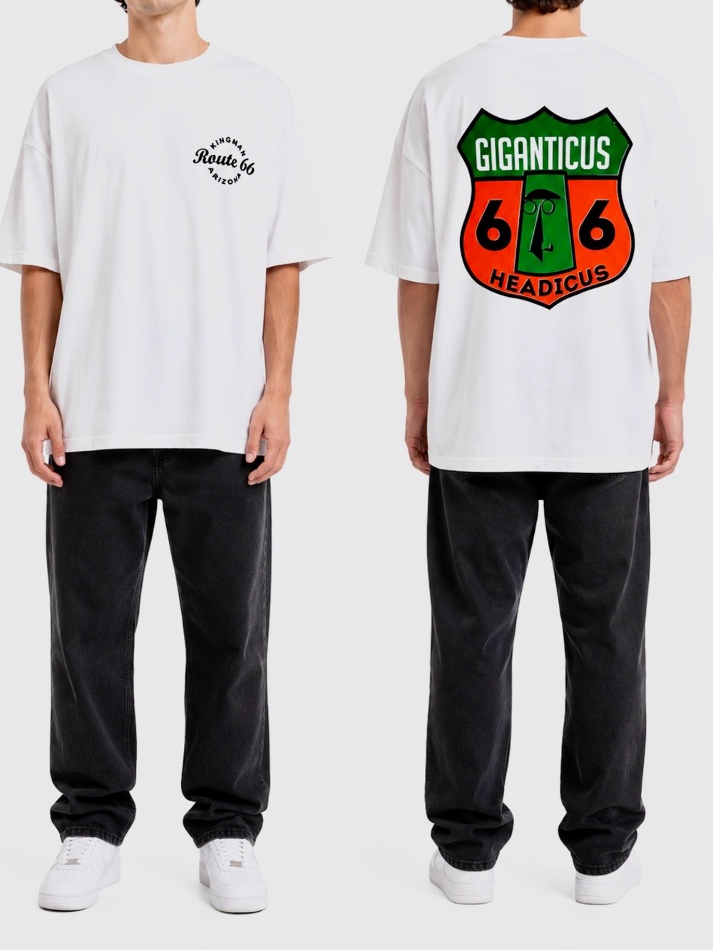 GILDAN White Cotton Short Sleeve Crew Neck Tee Shirt Giganticus Headicus T-Shirt